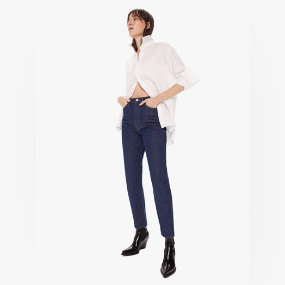 NWT MOTHER SNACKS! High Waisted Twizzy Ankle Jeans in Cold Brew Blue size 32